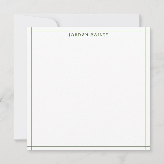 Modern Forest Green Geometric Stationery Square Card (Front)