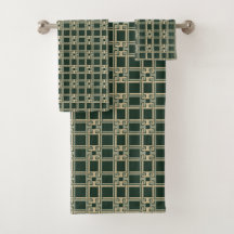 Modern Forest Green Greek Key Geometric Bathroom