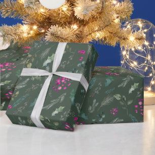 Modern Forest Green Holiday Wrapping Paper