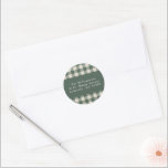 Modern Forest Green Plaid Christmas Return Address Classic Round Sticker<br><div class="desc">Modern Forest Green Plaid Rustic Christmas Holiday Return Address Classic Round Sticker</div>