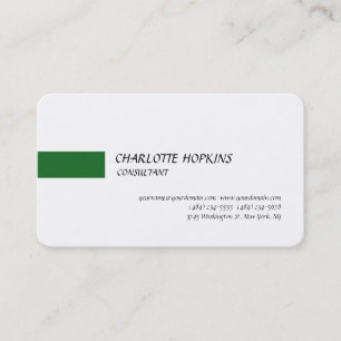 Modern Forest Green White Minimalist Plain Business Card