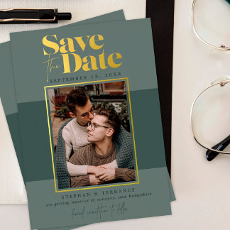 Modern Forest Greens Photo Save The Date