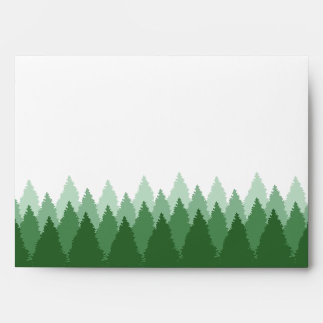 Modern Forest Range Woodland Wedding Envelopes (Front)