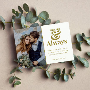 Modern Forever Gold Photo Wedding Thank You Card