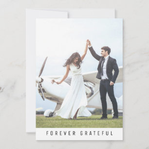 Modern Forever Grateful 2 Photo Wedding Thank You Card