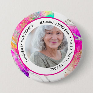 Modern Forever in Our Hearts Colourful Memorial 7.5 Cm Round Badge