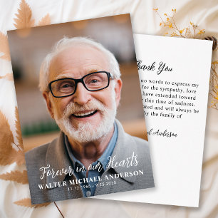 Modern Forever in our Hearts Custom Photo Funeral Thank You Card