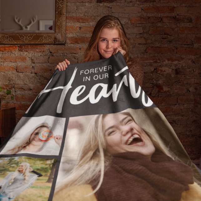 Modern Forever In Our Hearts | Memorial Fleece Blanket (Creator Uploaded)