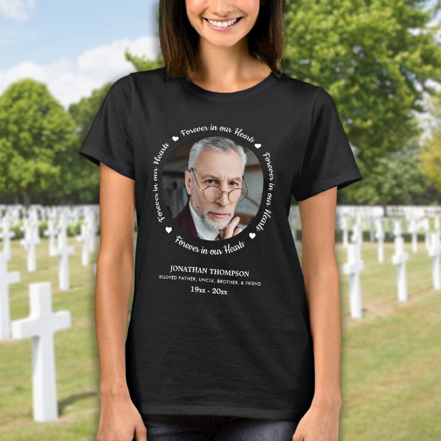 Modern Forever In Our Hearts Personalised Photo T-Shirt (Creator Uploaded)