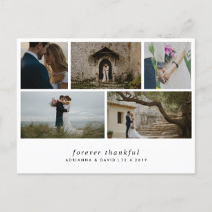 Modern Forever Thankful Simple Five Wedding Photos Postcard