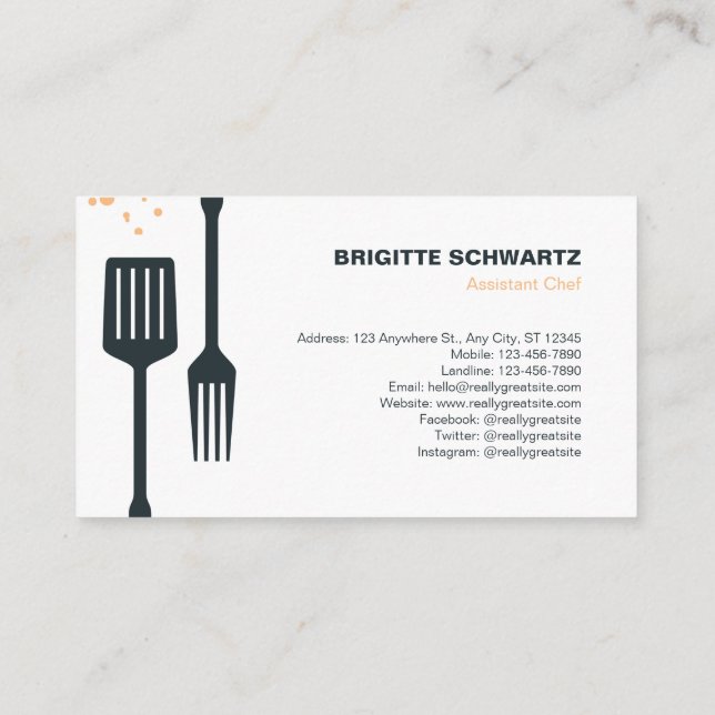 Modern Fork and Spatula Catering Business Card (Back)