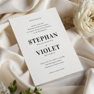 Modern Formal Black and White Contemporary Wedding Invitation