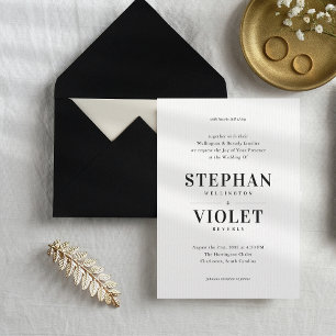 Modern Formal Black and White Contemporary Wedding Invitation