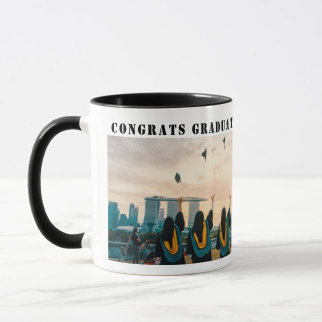 Modern Formal Bold Typography Photo Graduation Mug (Left)