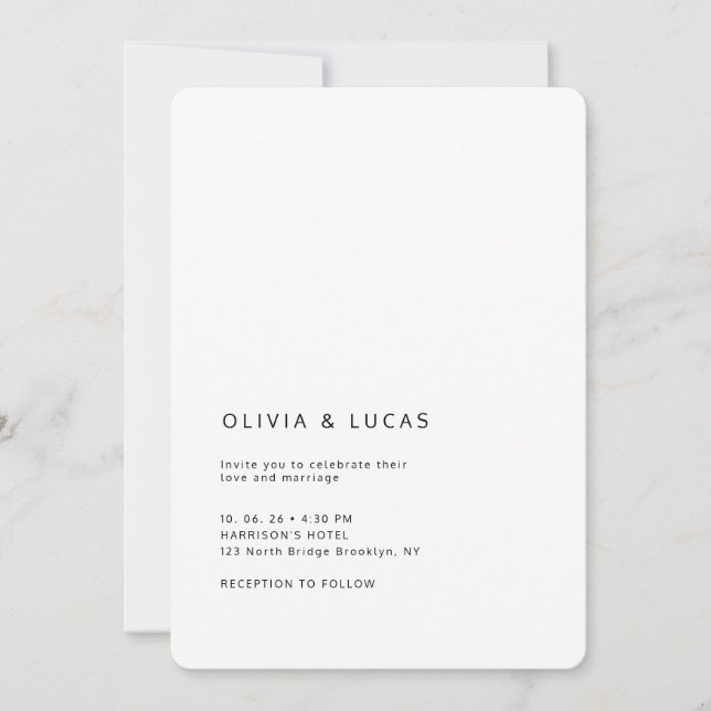 Modern Formal Classic Wedding Invitation (Front)