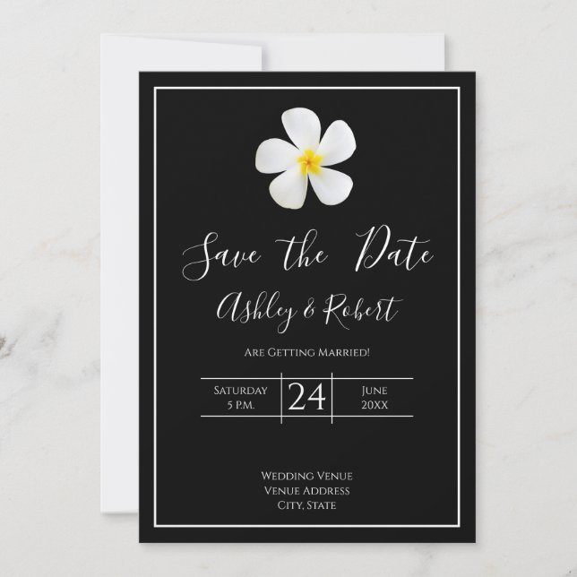 Modern Formal Classic, White on Black, Save Date Invitation (Front)