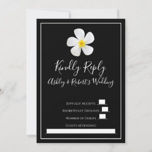 Modern Formal Classic, White on Black Wedding RSVP Invitation