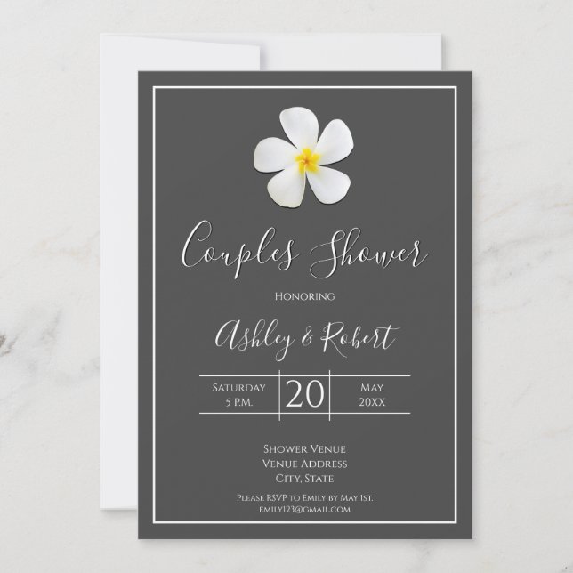 Modern Formal Classic, White on Dark Grey, Couples Invitation (Front)