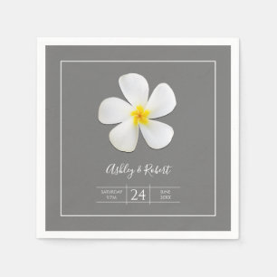 Modern Formal Classic, White on Grey, Wedding Napkin
