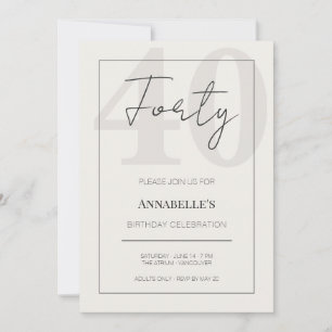 Modern Forty 40th Birthday Celebration Invitation