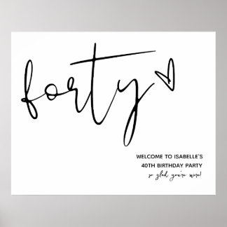 Modern Forty 40th Welcome Sign
