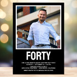 Modern FORTY Photo 40th Birthday Party Invitation<br><div class="desc">This modern men's 40th Birthday Bold Type Photo Invitation is perfect for celebrating the man in your life who's turning forty. The word "forty" is in a fabulous bold cap font in white on black. You choose the photo which makes this invitation unique to your guest of honour. The templates...</div>