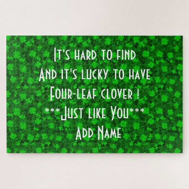 Modern Four Leaf Clover Floral Jigsaw Puzzle (Horizontal)