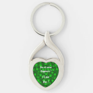 Modern Four Leaf Clover Floral Key Ring