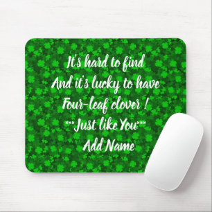 Modern Four Leaf Clover Floral Mouse Pad