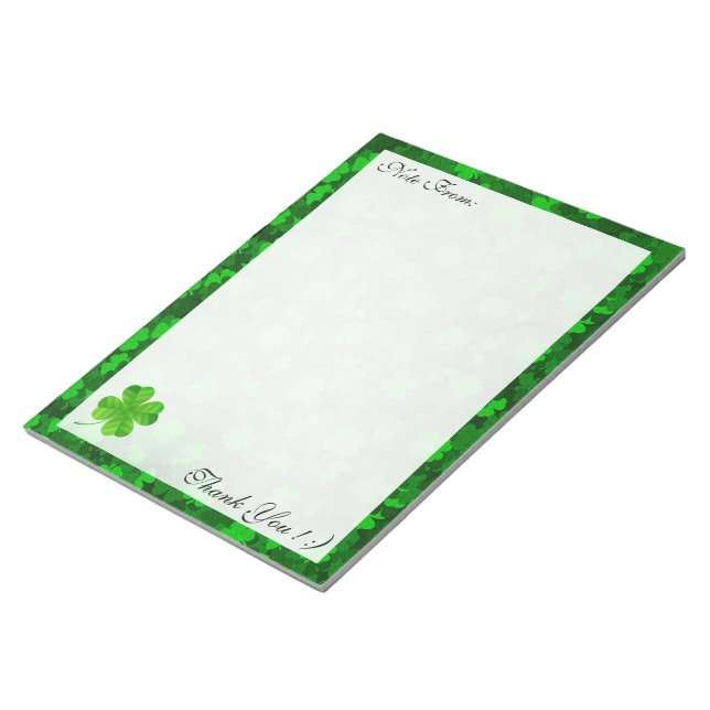 Modern Four Leaf Clover Floral Notepad (Angled)