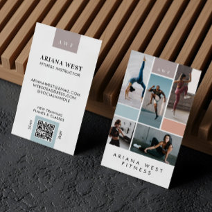 Modern Four Photo Collage Personal Trainer Fitness Business Card