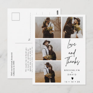 Modern Four Photo Wedding Thank You Postcard