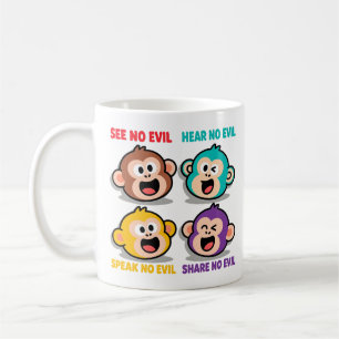 Modern Four Wise Monkeys Graphic Art Coffee Mug