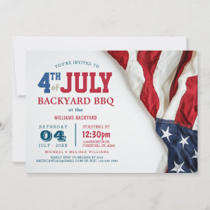 Modern Fourth of July Backyard BBQ USA Flag Invitation