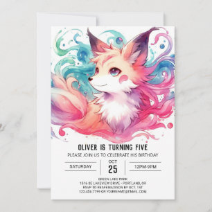  Modern Fox Birthday Invitation