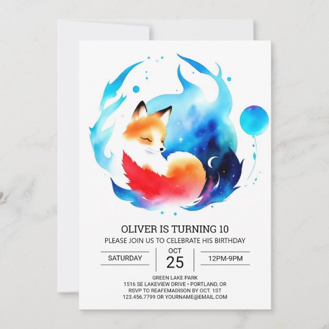 Modern Fox Kids Birthday Adventure Invitation (Front)