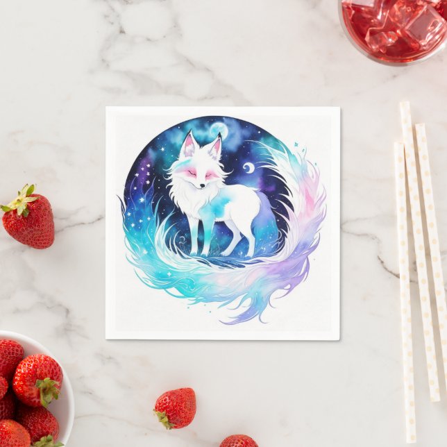 Modern Fox Woodland Birthday Napkin (Insitu)