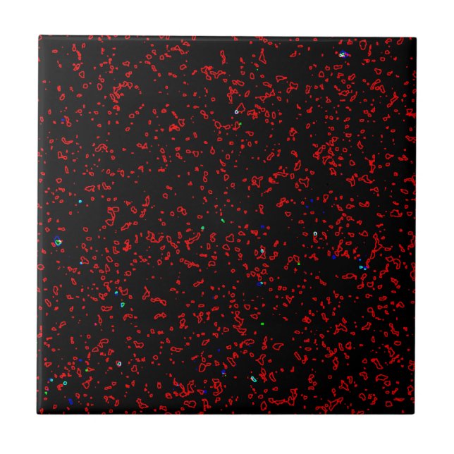 Modern Fractal Art Black Red Patterns Stylish Cool Tile (Front)