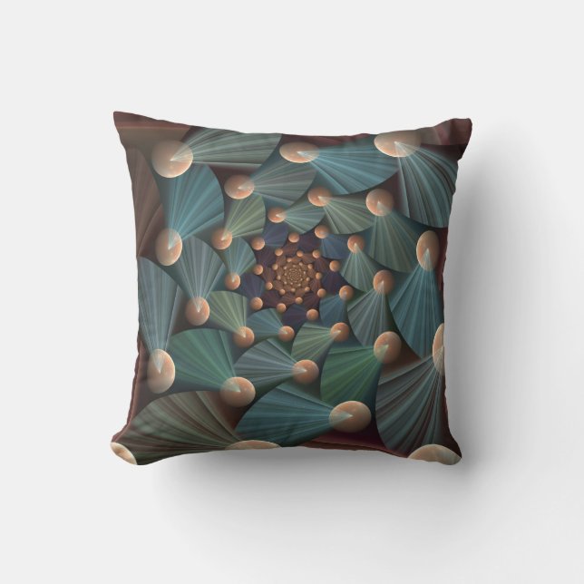 Modern Fractal Art With Depth, Brown, Slate, Blue Cushion (Front)