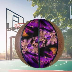 Modern fractal in black and purple basketball