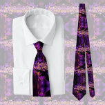 Modern fractal in black and purple, cool  tie<br><div class="desc">This neck tie features a unique purple fractal leaf design - modern art! Chic neck tie for him.</div>