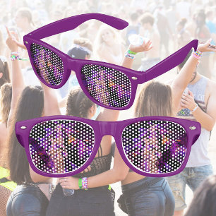 Modern fractal in black and purple retro sunglasses