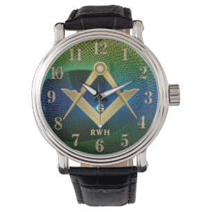 Modern Fractal Masonic Monogrammed Watch