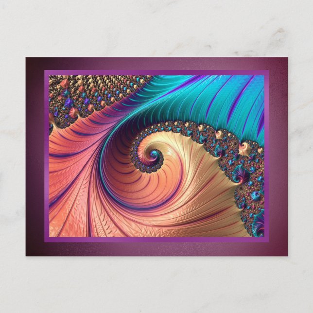 Modern Fractal Purple Colourful Abstract metal Postcard (Front)