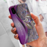 Modern Fractal Purple Handwritten Name iPhone 12 Case<br><div class="desc">This design is also available on other phone models. Choose Device Type to see other iPhone, Samsung Galaxy or Google cases. Some styles may be changed by selecting Style if that is an option. This design may be personalised in the area provided by changing the photo and/or text. Or it...</div>