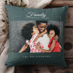 Modern Frame |  Family is EVERYTHING Photo Gold Cushion<br><div class="desc">Modern family keepsake,  this elegant photo throw pillow features your favourite photo in a gold frame alongside your custom name and date established on dark dusty blue. Great gift for the holidays,  Mother's Day or Valentines!</div>