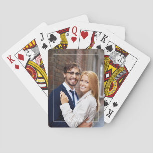 Modern Frame Monogram Personalised Photo Playing Cards