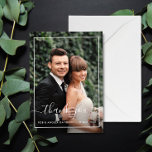 modern frame wedding photo thank you card<br><div class="desc">A lovely wedding photo card with a wonderful image of the newly weds. The bride and groom's image and text can be personalized. Add a personal thank you message and you can upload your own wedding photo.</div>