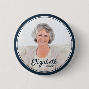 Modern Frames Simple Photo Funeral Memorial 6 Cm Round Badge