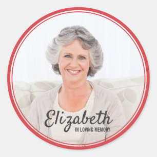 Modern Frames Simple Photo Funeral Memorial Classic Round Sticker